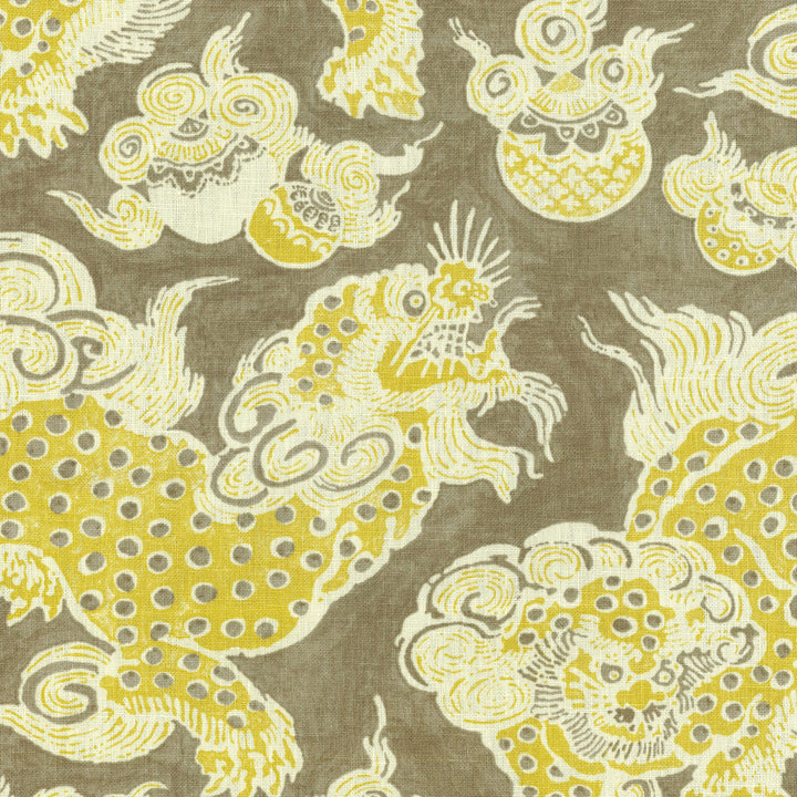 DRAGONS 38J6931 by JF Designer Fabric Windsong Book 100% Linen China  Horizontal: 27 and Vertical: 25.25 55  - Swanky Fabrics -