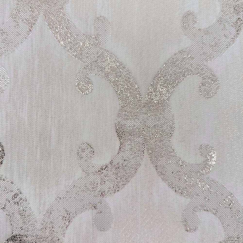 Dazzle Damask Golden White by Europatex Designer Fabric Dazzle 100% Polyester 118.00 inches - Swanky Fabrics -