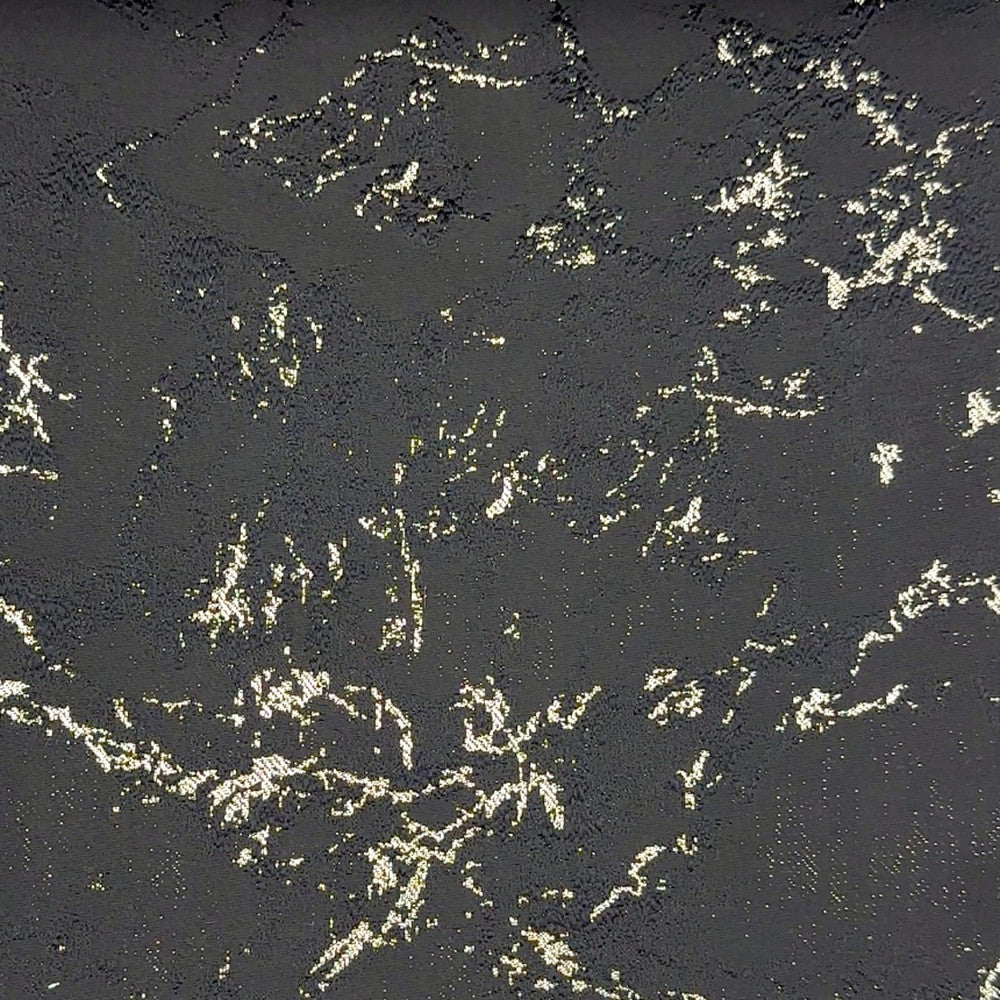 Dazzle Marble Black Gold by Europatex Designer Fabric Dazzle 100% Polyester 118.00 inches - Swanky Fabrics -