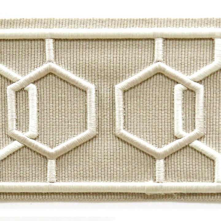 Dimensions Ivory by Europatex Designer Fabric Crest & Dimensions 100% Polyester 2.90 inches - Swanky Fabrics -