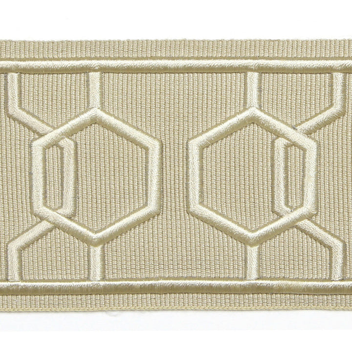 Dimensions Sand by Europatex Designer Fabric Crest & Dimensions 100% Polyester 2.90 inches - Swanky Fabrics -