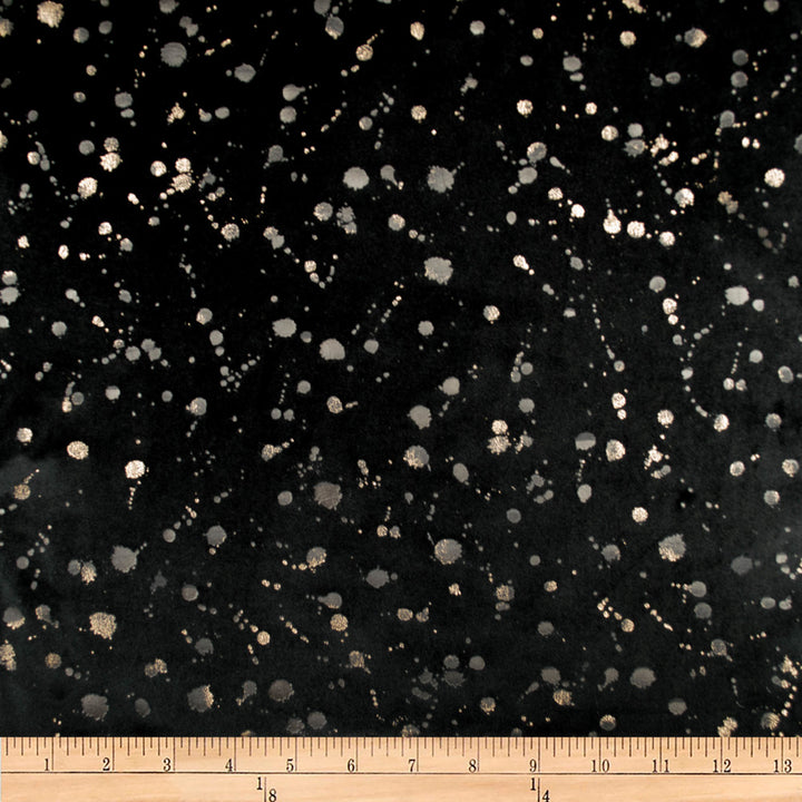 Embellished Dott Black by Europatex Designer Fabric Embellished 100% Polyester 26.8" H, 23" V 118.00 inches - Swanky Fabrics -