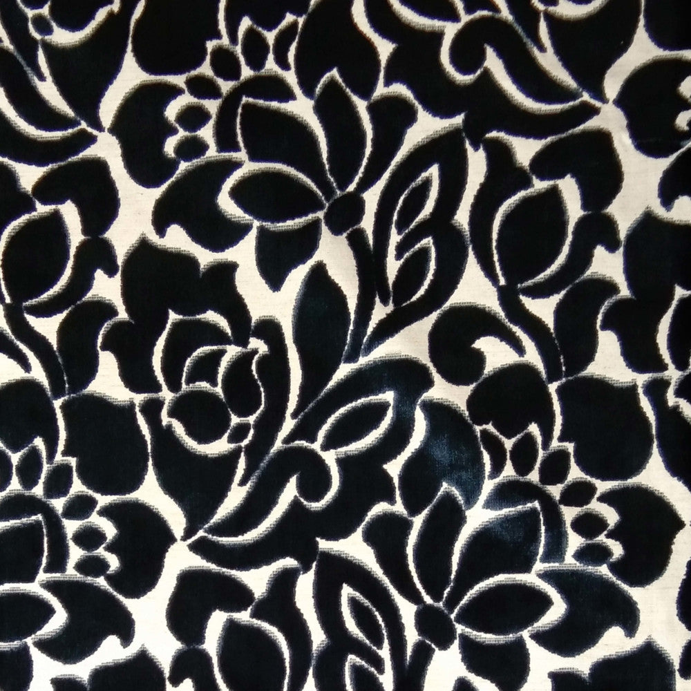Dream Space Floral Royal by Europatex Designer Fabric Dream Space 63.90 % Rayon, 27.86% Polyester, 8.24% Polyester+Linen 14" H, 23" V 57.00 inches - Swanky Fabrics -