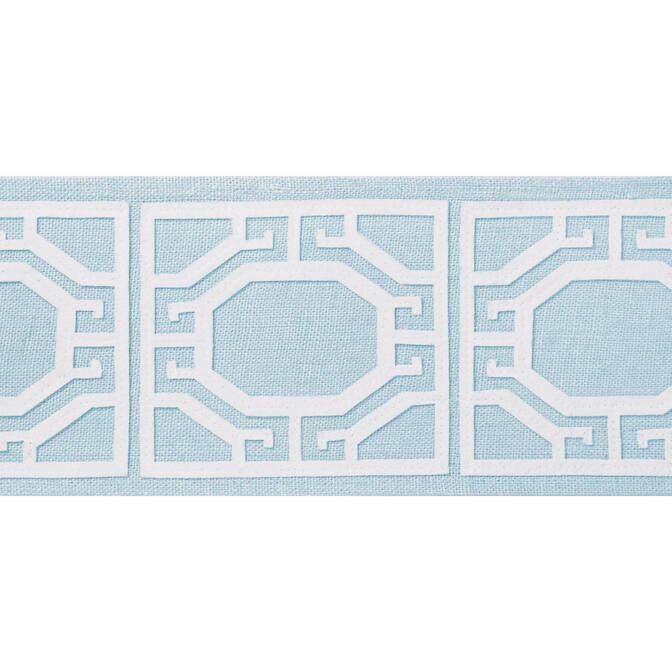 Gate Applique Tape Mist E12003 by Thibaut Fabric Thibaut Fabric Gate Applique Tape Mist E12003Fabric Tapes & Trims Volume 1 80% Linen, 20% Polyester INDIA </p><p>Repeat: V: 4.12 3.87 - Fabric Carolina -