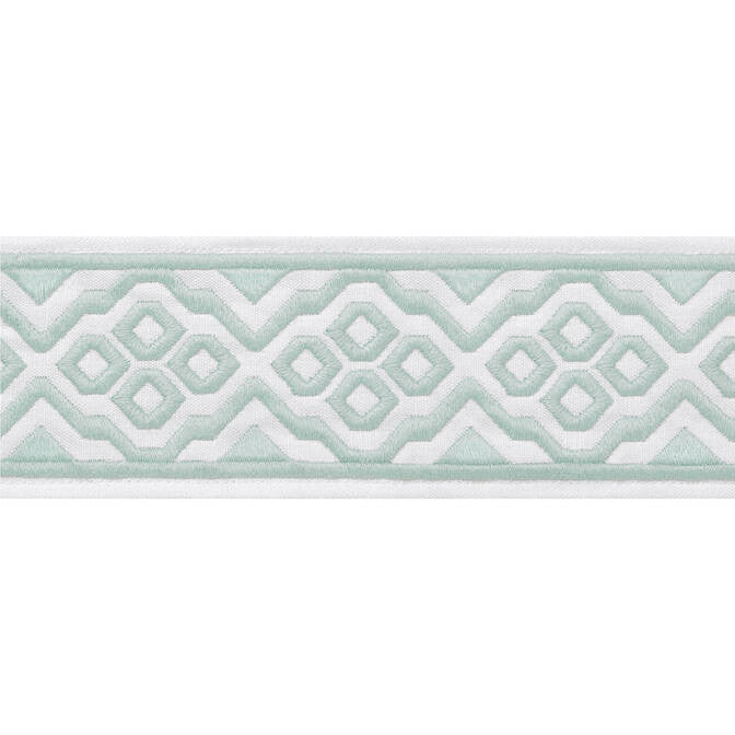 Belinda Tape Mist E12190 by Thibaut Fabric Thibaut Fabric Belinda Tape Mist E12190Fabric Tapes & Trims Volume 3 54% Cotton, 36% Linen, 10% Spun Poly INDIA </p><p>Repeat: V: 2.5 2.875 - Fabric Carolina -