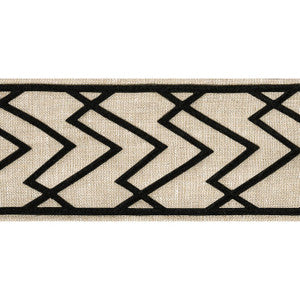 Summit Applique Tape Black on Linen E12208 by Thibaut Designer Fabric