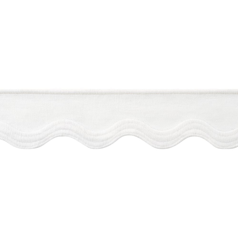 Wave Tape White on White E12328 by Thibaut Trim Thibaut Trim Wave Tape White on White E12328Trim SOLEIL TEXTURES 90% Linen, 10% Polyester U.S.A </p><p>Repeat: H: , V: 2.12 in  (5.38 cm) - Fabric Carolina -