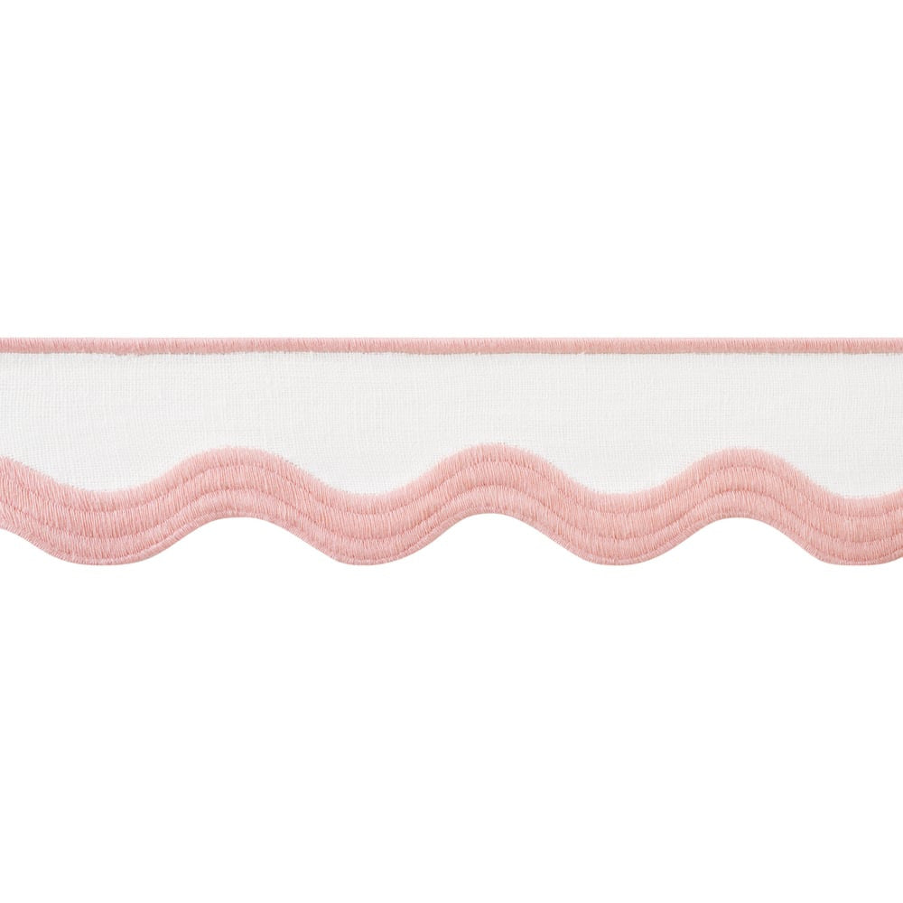 Wave Tape Blush on White E12329 by Thibaut Trim Thibaut Trim Wave Tape Blush on White E12329Trim SOLEIL TEXTURES 90% Linen, 10% Polyester U.S.A </p><p>Repeat: H: , V: 2.12 in  (5.38 cm) - Fabric Carolina -