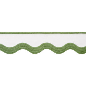 Wave Tape Leaf on White E12331 by Thibaut Designer Trim