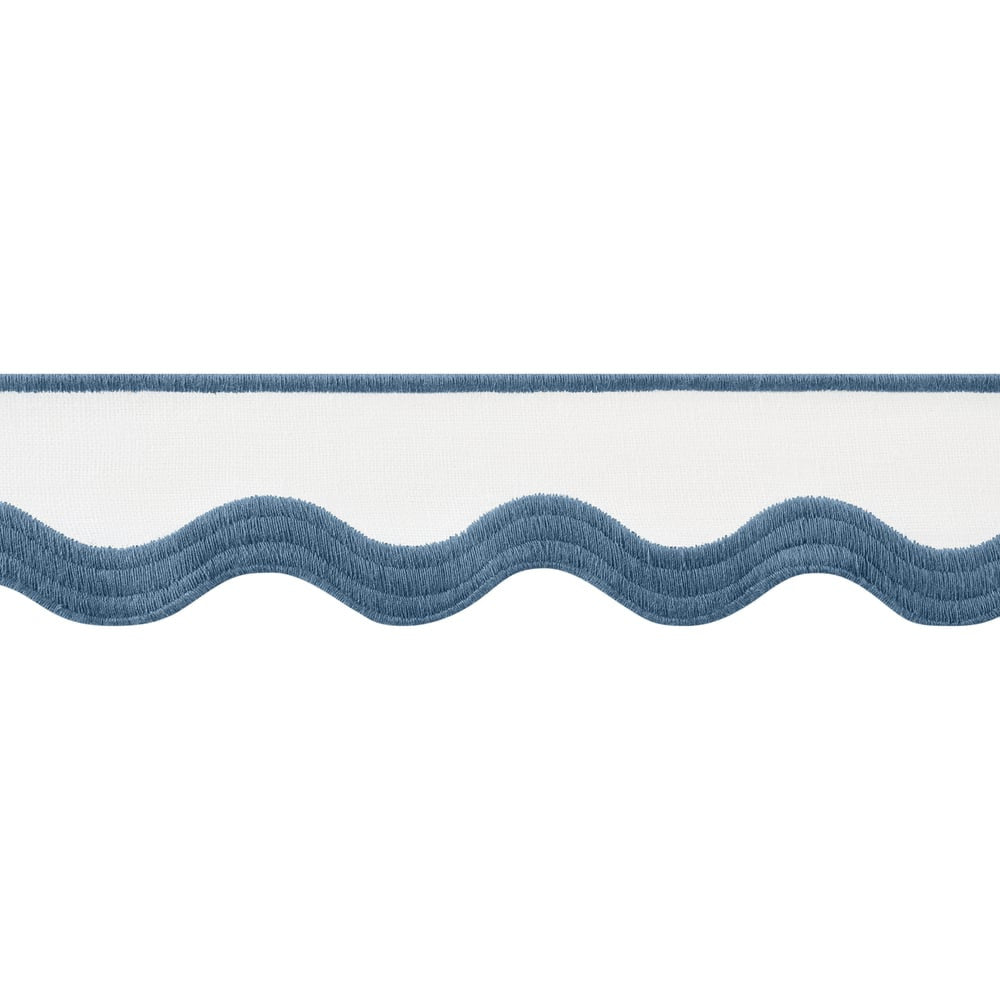 Wave Tape Bermuda on White E12333 by Thibaut Trim Thibaut Trim Wave Tape Bermuda on White E12333Trim 90% Linen, 10% Polyester U.S.A </p><p>Repeat: H: , V: 2.12 in  (5.38 cm) - Fabric Carolina -