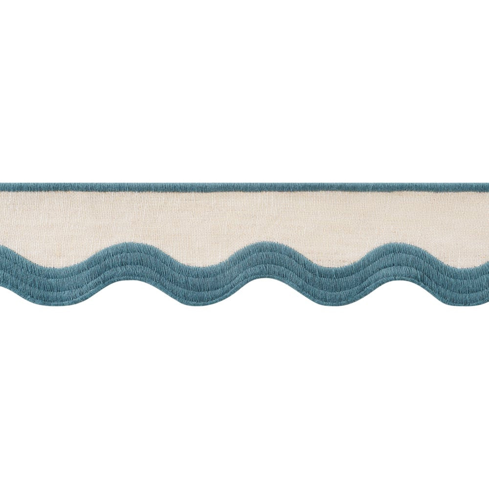 Wave Tape Peacock on Linen E12338 by Thibaut Trim Thibaut Trim Wave Tape Peacock on Linen E12338Trim 90% Linen, 10% Polyester U.S.A </p><p>Repeat: H: , V: 2.12 in  (5.38 cm) - Fabric Carolina -