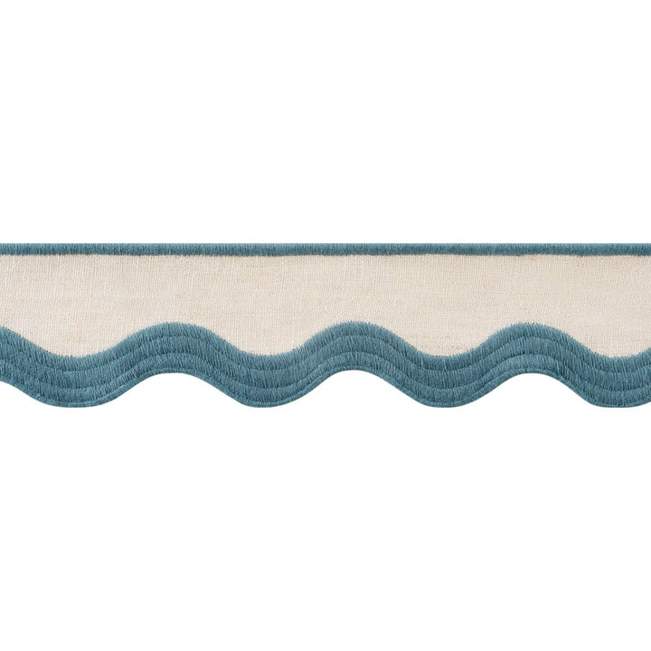 Wave Tape Peacock on Linen E12338 by Thibaut Trim Thibaut Trim Wave Tape Peacock on Linen E12338Trim 90% Linen, 10% Polyester U.S.A </p><p>Repeat: H: , V: 2.12 in  (5.38 cm) - Fabric Carolina -