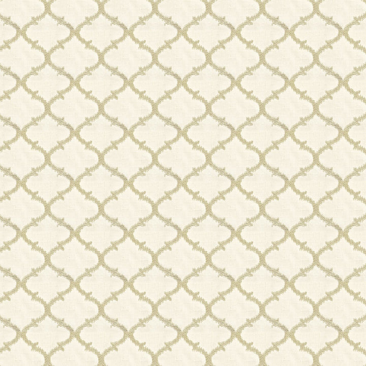 Eavesdrop 4 Taupe by Stout Designer Fabric Color My Window Oatmeal/Parchment 98% Polyester 2% Nylon Rayon Embroidery CHINA FLAME RETARDANT-U.F.A.C. CLASS 1 (OR A) Horizontal: 4 and Vertical: 3.75 51 in - Swanky Fabrics -