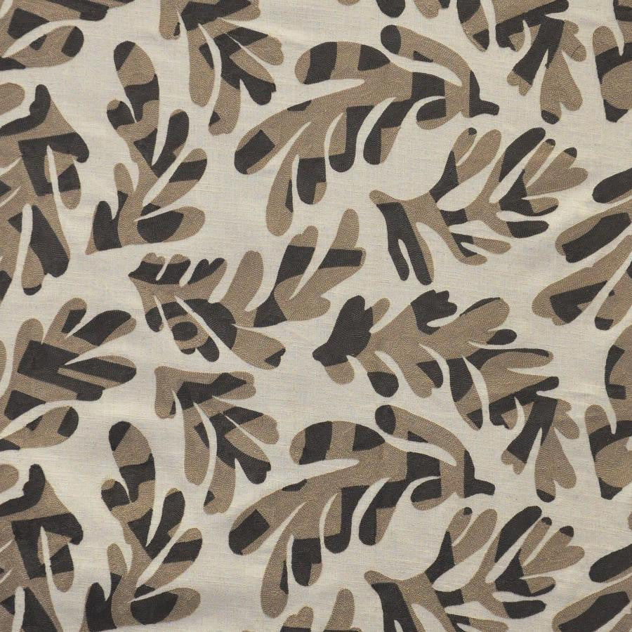 Elkhorn # 621 Sparrow by Maxwell Designer Fabric Color Theory-Vol.Vii Sandalwood BASE: 36% COTTON
30% PES
17% VISCOSE
17% LINEN EMB: SPUN POLYESTER INDIA V-15.2" H-25.4" 56" - Swanky Fabrics -