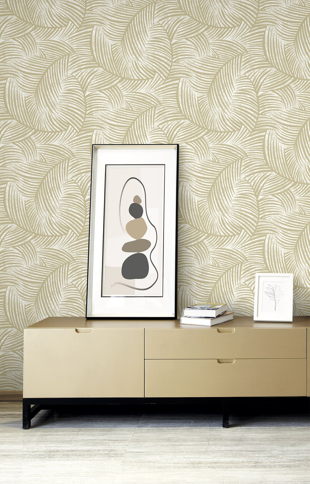 Zephyra Palms Golden Glitz with Glass Beads EL20607 by Seabrook Designs Designer Wallpaper