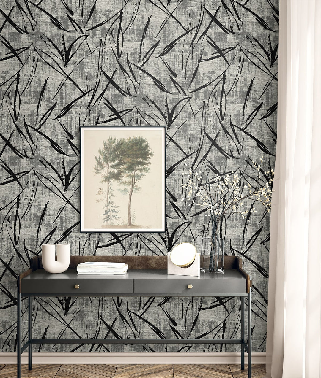 Luneth Black EL20900 by Seabrook Designs Designer Wallpaper