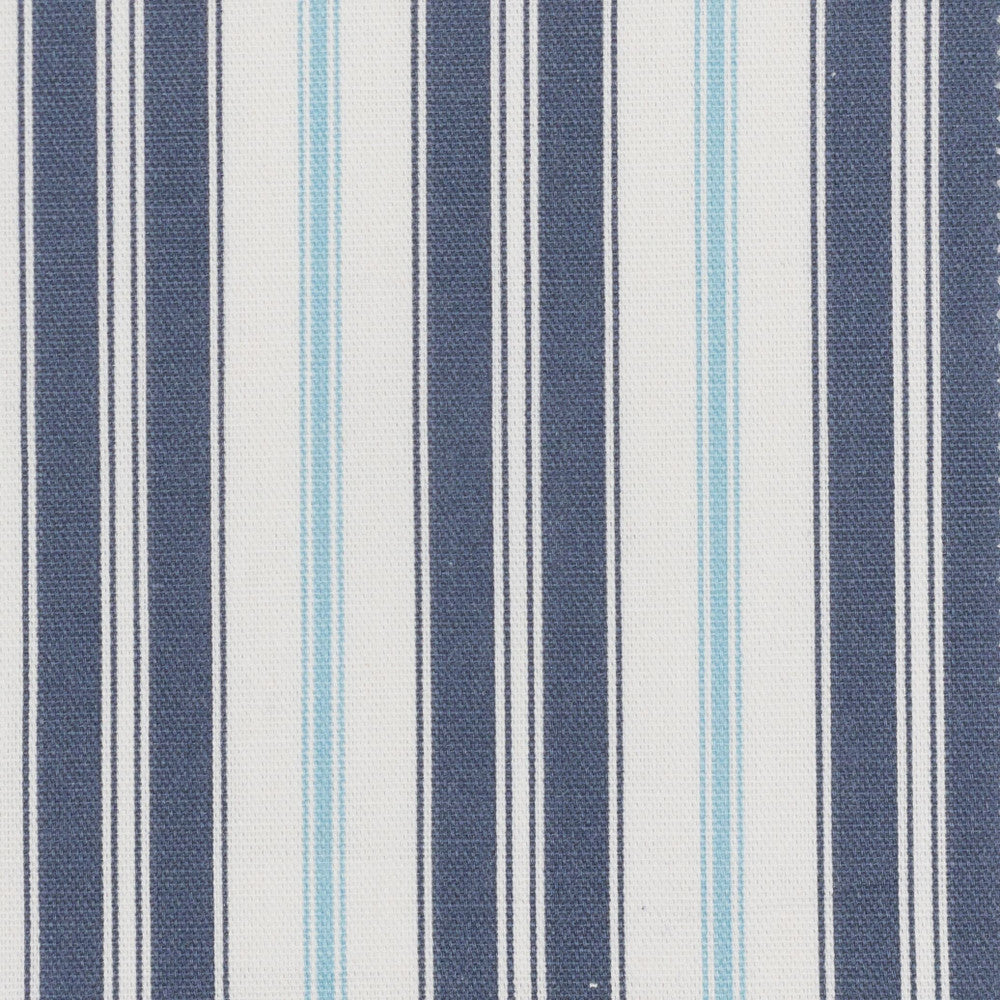Emerson 3 Dresden by Stout Designer Fabric JUST STRIPES DENIM/SLATE 100%COT PAKISTAN FLAME RETARDANT-N.F.P.A. 701 SMALL SCALE Horizontal: 2.375 and Vertical: 0.000 56.5 in - Swanky Fabrics -