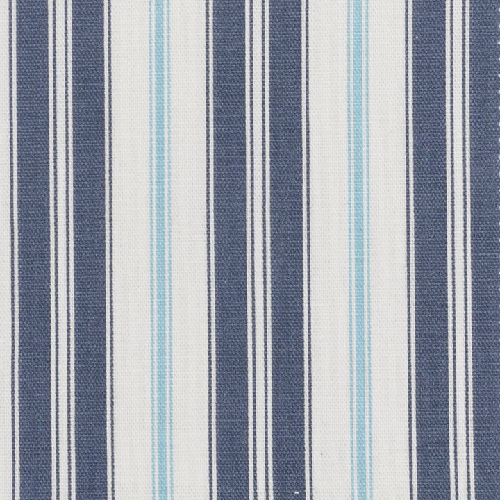Emerson 3 Dresden by Stout Designer Fabric JUST STRIPES DENIM/SLATE 100%COT PAKISTAN FLAME RETARDANT-N.F.P.A. 701 SMALL SCALE Horizontal: 2.375 and Vertical: 0.000 56.5 in - Swanky Fabrics -
