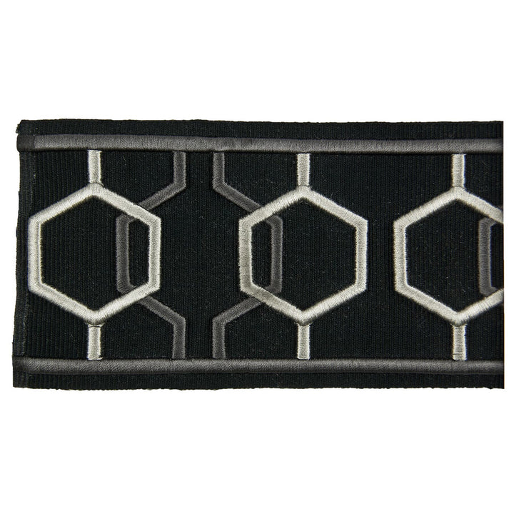 Emily 2 Onyx by Stout Designer Trim DISTINCTION TAPES 99%SVI 1%POL CHINA </p><p>Repeat: 4 3 in - Swanky Fabrics -