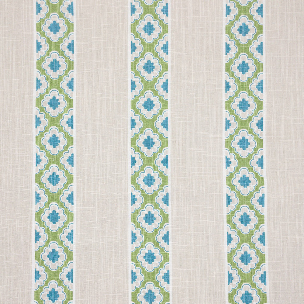 Entice 3 Aqua by Aoc Designer Fabric THE ART OF COLOR HERITAGE II 100%COT USA Horizontal: 5.375 and Vertical: 2.125 54 in - Swanky Fabrics -