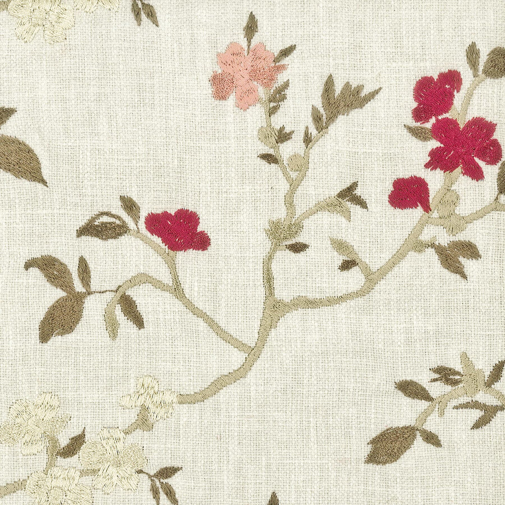 Erdenheim 4 Punch by Stout Designer Fabric Rainbow Library Coral/Blossom 52% Cotton 48% Polyester Polyester Embroidery INDIA FLAME RETARDANT-U.F.A.C. CLASS 1 (OR A) FLAME RETARDANT-N.F.P.A. 260A CLASS 1 CATB 117-2013 WYZENBEEK 30 000 DOUBLE RUB WEAR TEST (HEAVY DUTY) Horizontal: 26 and Vertical: 6.125 52 in - Swanky Fabrics -