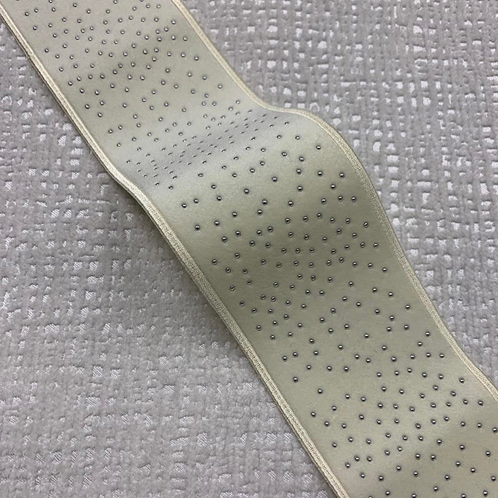 Estella Tape Bone by Magnolia Designer Trim - 82Poly/11Ray/7Met China Horizontal: and Vertical: 3.15 - Swanky Fabrics -