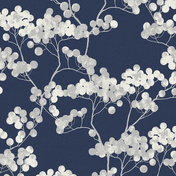 Bayberry Blossom Navy Blue ET10502 by Etten Studios Designer Wallpaper