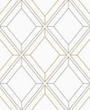 Linework Gem Metallic Silver & Gold ET11608 by Etten Studios Designer Wallpaper