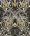 Bird Scroll Charcoal & Goldenrod ET12208 by Etten Studios Designer Wallpaper