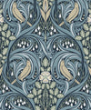 Bird Scroll Navy & Beige ET12212 by Etten Studios Designer Wallpaper