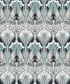 Dragonfly Damask Ebony & Aqua ET12404 by Etten Studios Designer Wallpaper