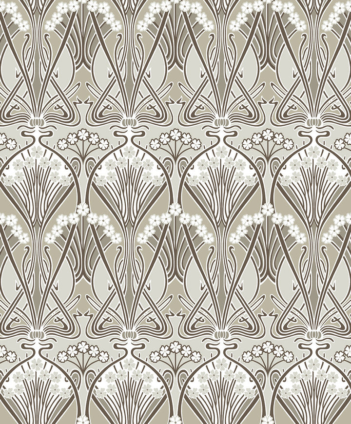 Dragonfly Damask Warm Pewter ET12416 by Etten Studios Designer Wallpaper