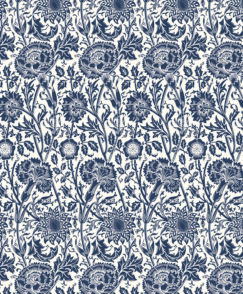 Tonal Floral Trail Navy Blue ET12502 by Etten Studios Designer Wallpaper