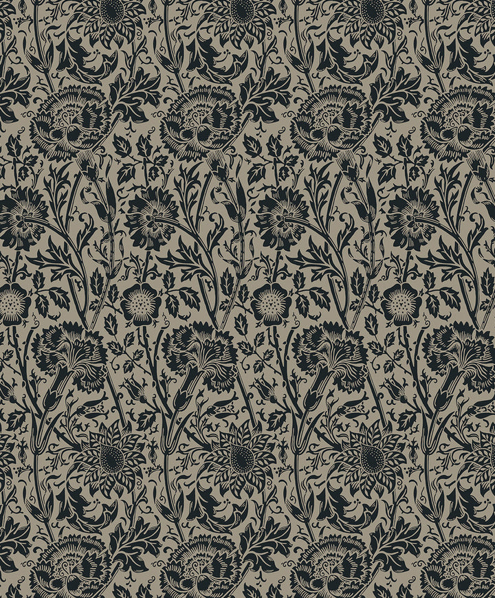 Tonal Floral Trail Taupe & Ebony ET12518 by Etten Studios Designer Wallpaper