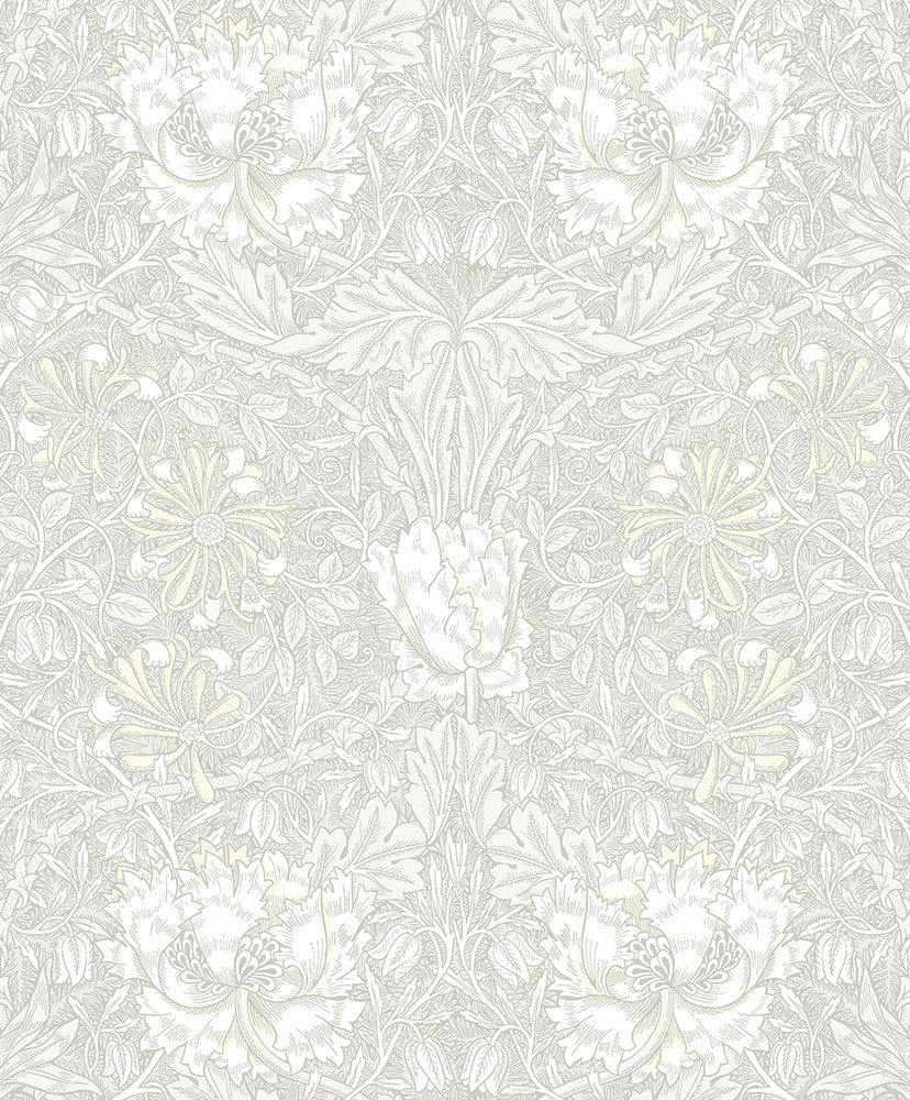 Ogee Flora Swiss Coffee & Light Grey ET12605 by Etten Studios Designer Wallpaper
