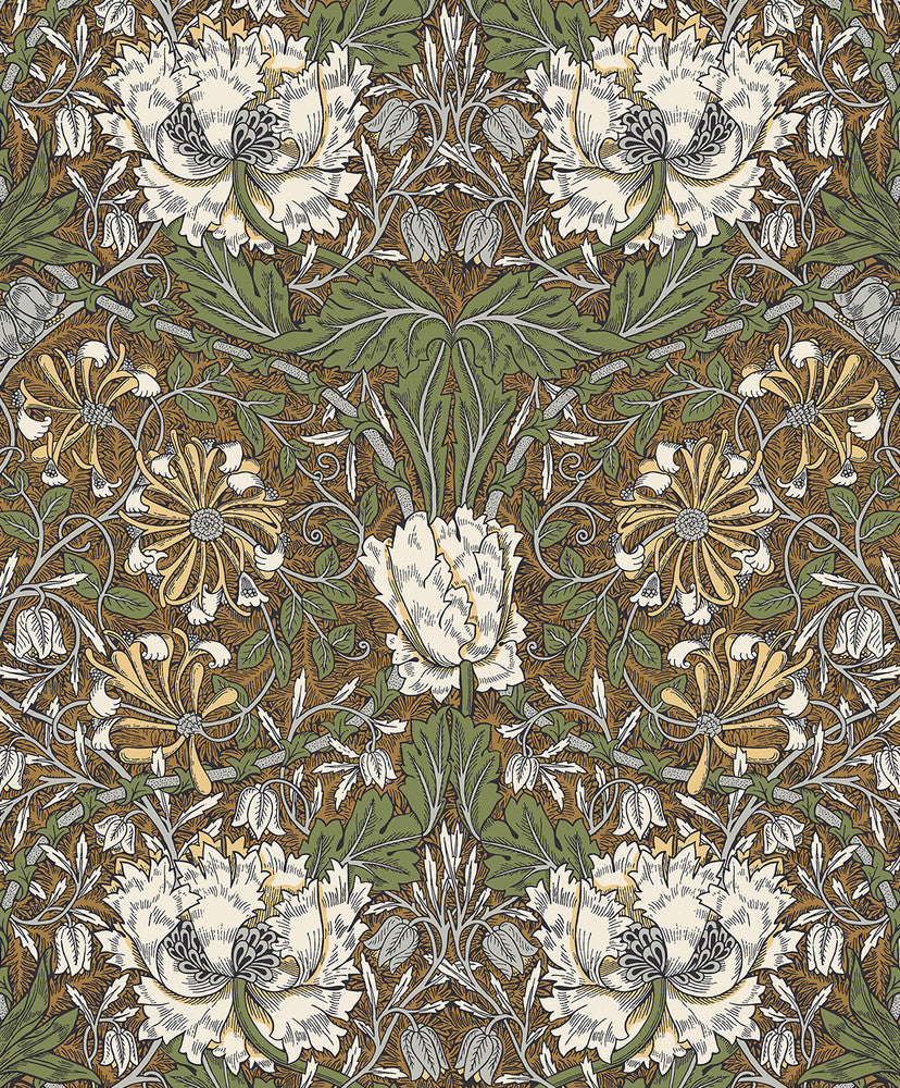 Ogee Flora Dijon & Sage ET12606 by Etten Studios Designer Wallpaper