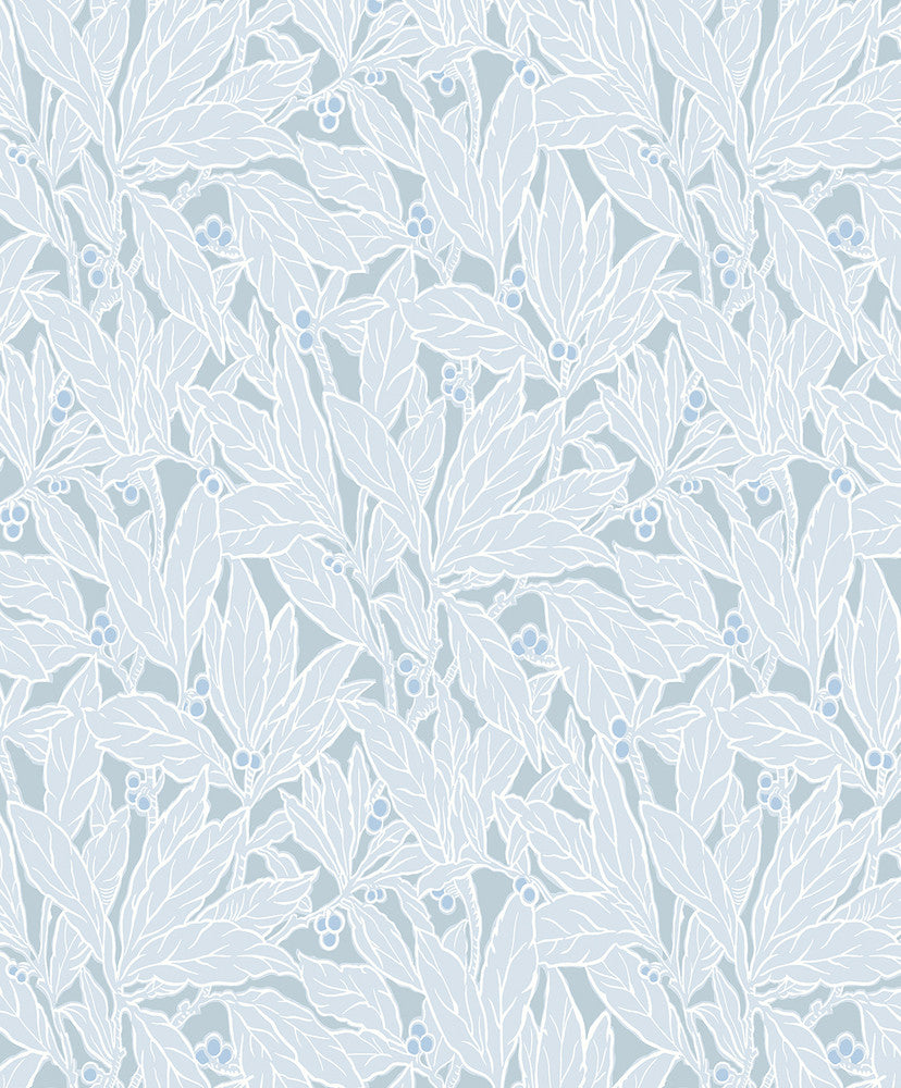 Leaf and Berry Powder Blue ET12802 by Etten Studios Designer Wallpaper