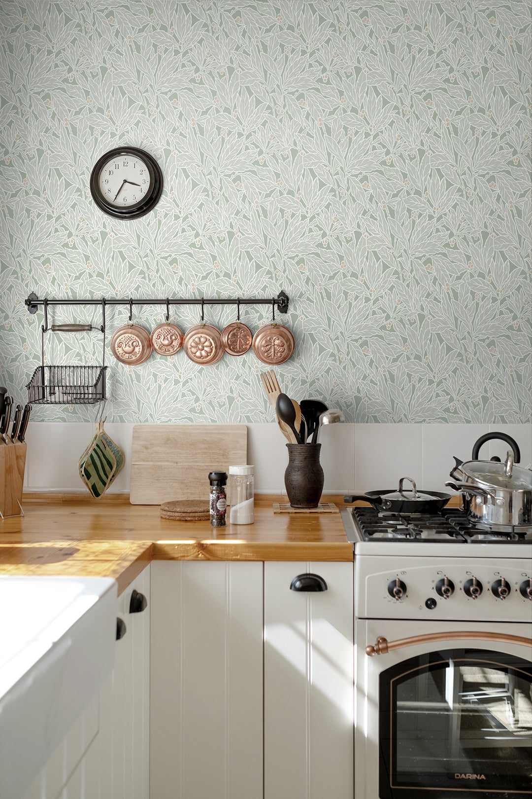 Leaf and Berry Spearmint ET12804 by Etten Studios Designer Wallpaper