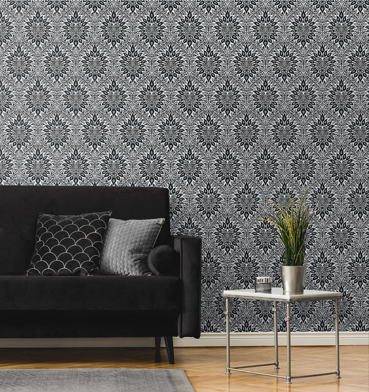 Luna Ogee Ebony & Argos Grey ET12900 by Etten Studios Designer Wallpaper