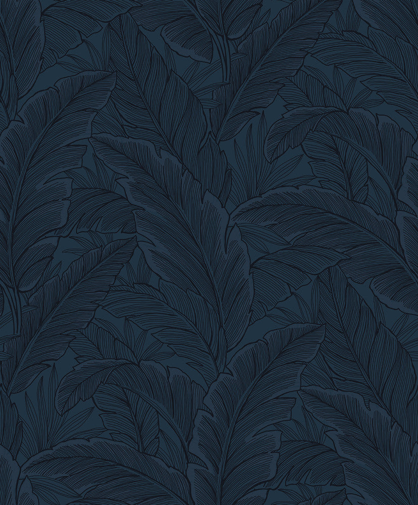 Gulf Tropical Leaves Navy Blue ET13002 by Etten Studios Designer Wallpaper
