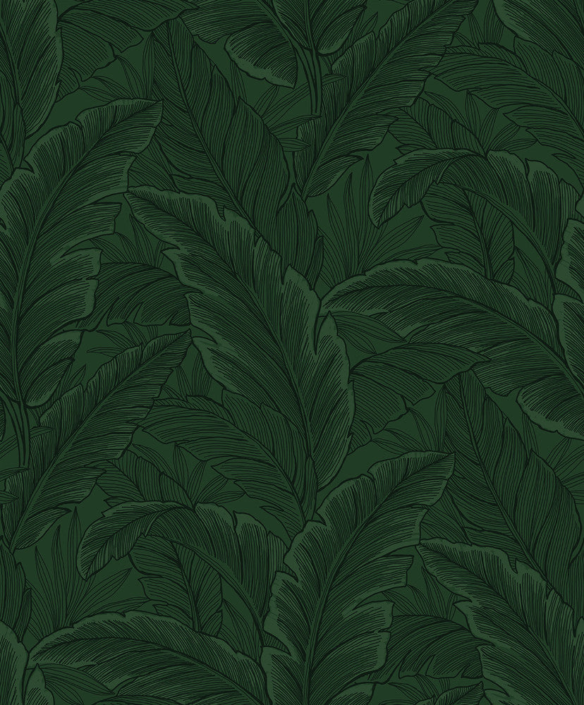 Gulf Tropical Leaves Forest Green ET13004 by Etten Studios Designer Wallpaper