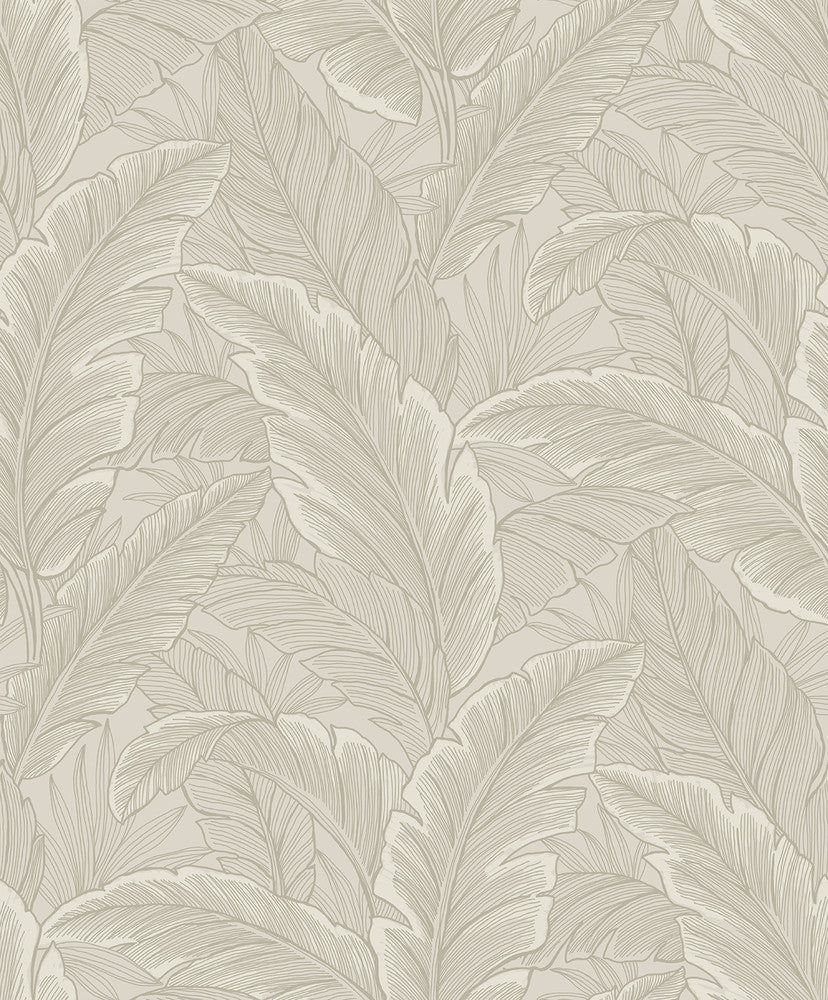 Gulf Tropical Leaves Crema ET13005 by Etten Studios Designer Wallpaper