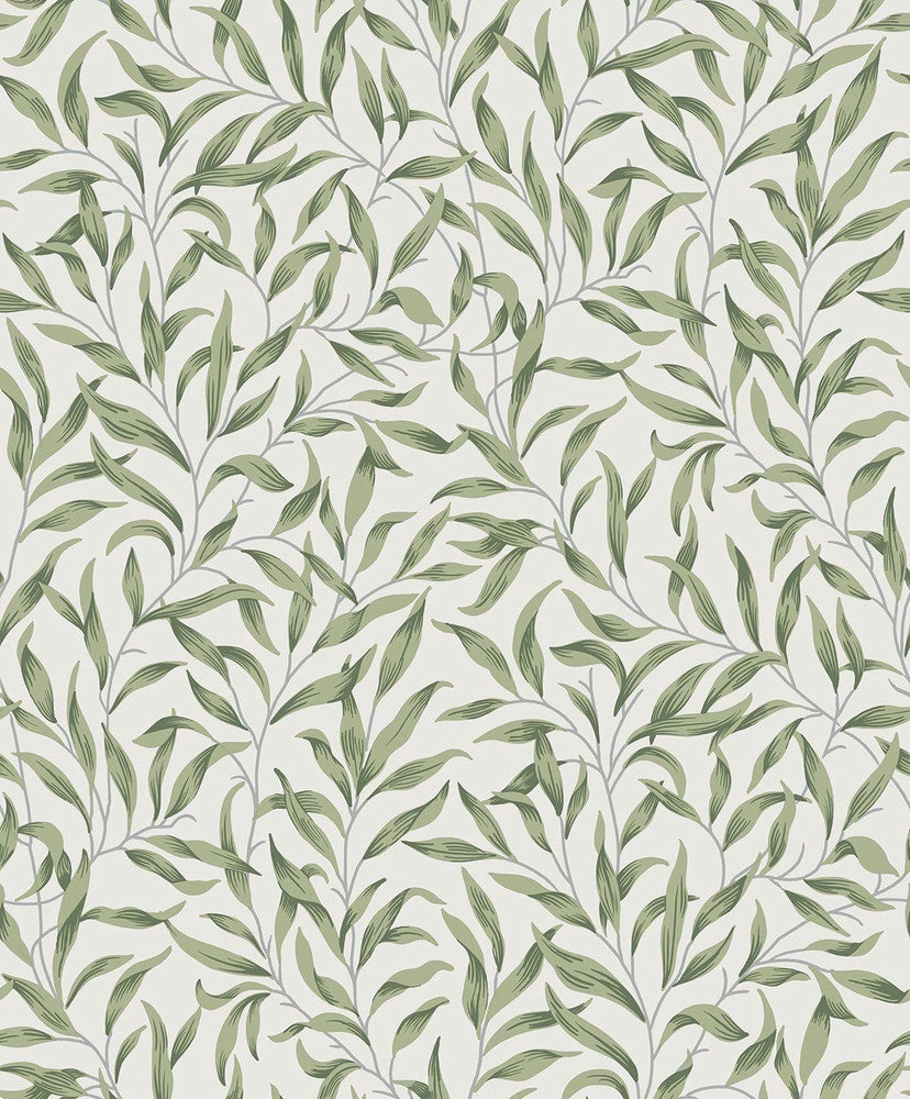 Willow Leaves Sprig Green ET13304 by Etten Studios Designer Wallpaper