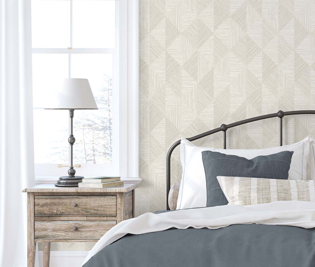 Diamond Inlay Beige EW11707 by Seabrook Designs Designer Wallpaper