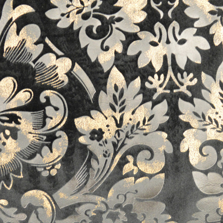 Embellished Damask Black by Europatex Designer Fabric Embellished 100% Polyester 13" H, 24" V 118.00 inches - Swanky Fabrics -