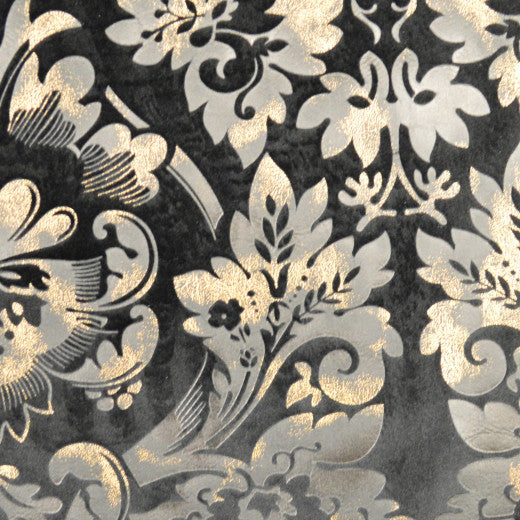 Embellished - Damask - Black by Europatex Designer Fabric Embellished 100% Polyester China See Sample Horizontal: N/A and Vertical: N/A 118.00 inches  - Swanky Fabrics -