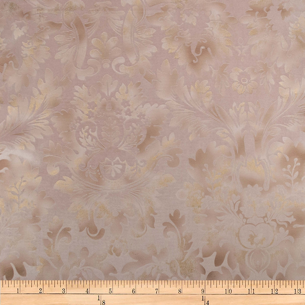 Embellished Damask Blush by Europatex Designer Fabric Embellished 100% Polyester 13" H, 24" V 118.00 inches - Swanky Fabrics -