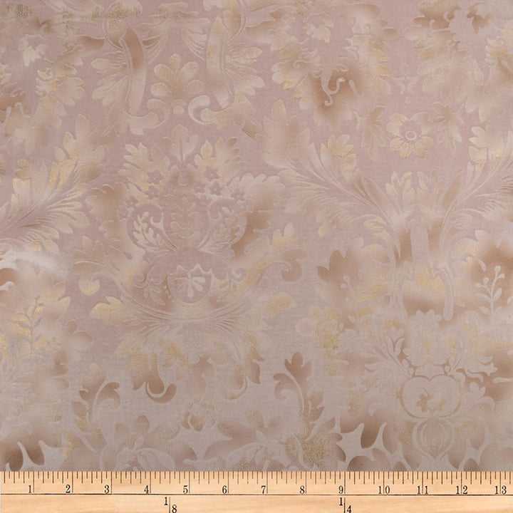 Embellished Damask Blush by Europatex Designer Fabric Embellished 100% Polyester 13" H, 24" V 118.00 inches - Swanky Fabrics -