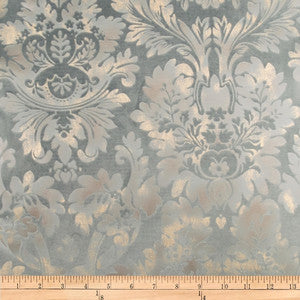 Embellished Damask Steel by Europatex Designer Fabric