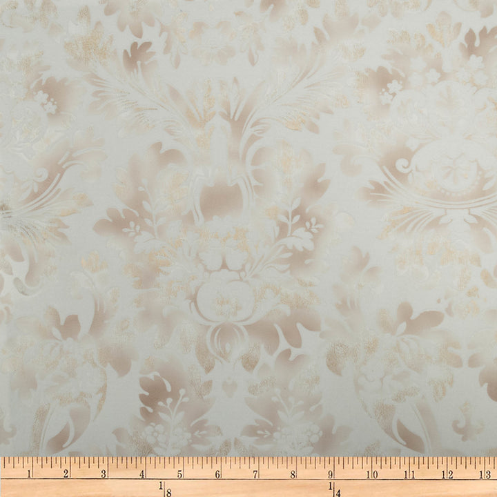 Embellished Damask White by Europatex Designer Fabric Embellished 100% Polyester 13" H, 24" V 118.00 inches - Swanky Fabrics -